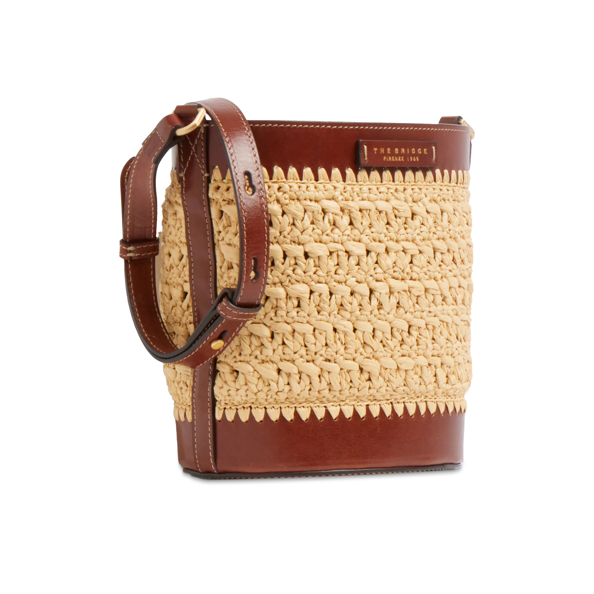 Borsa secchiello in pelle e rafia - Image 3