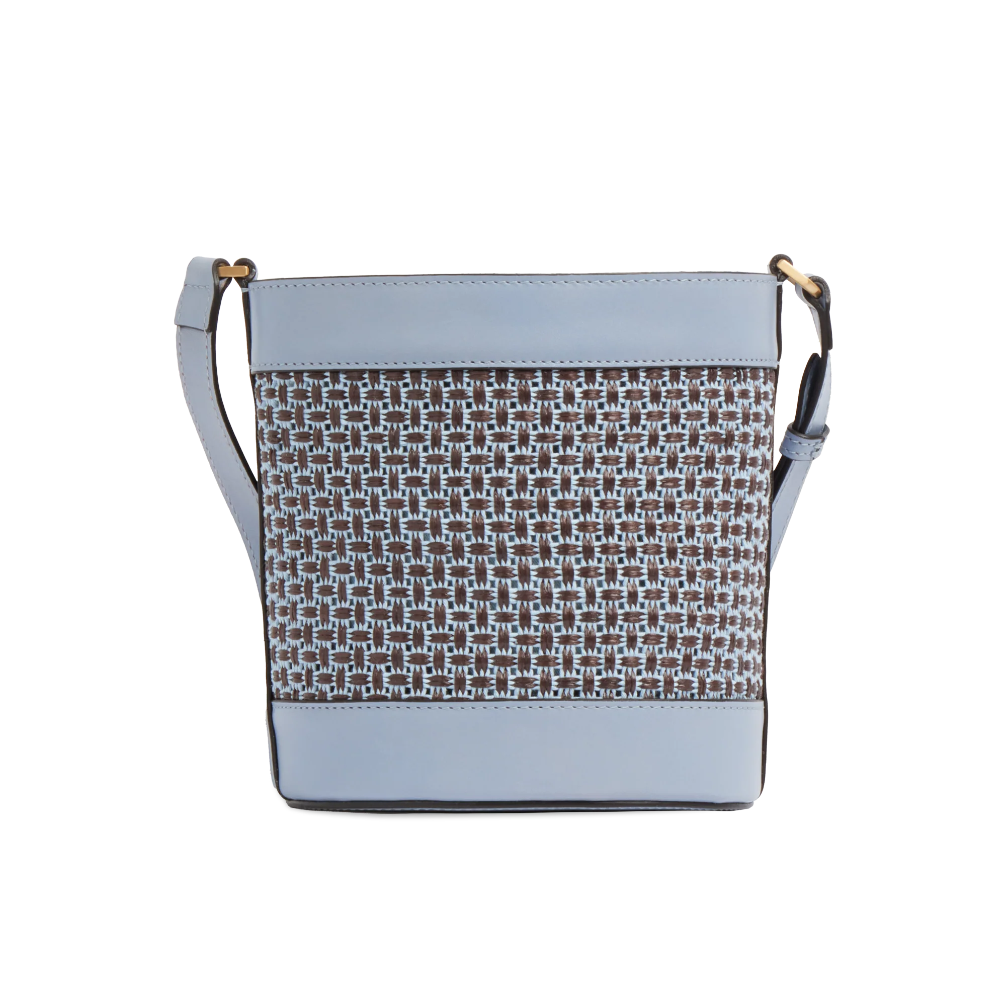 Borsa secchiello in pelle con rafia e cotone - Image 3