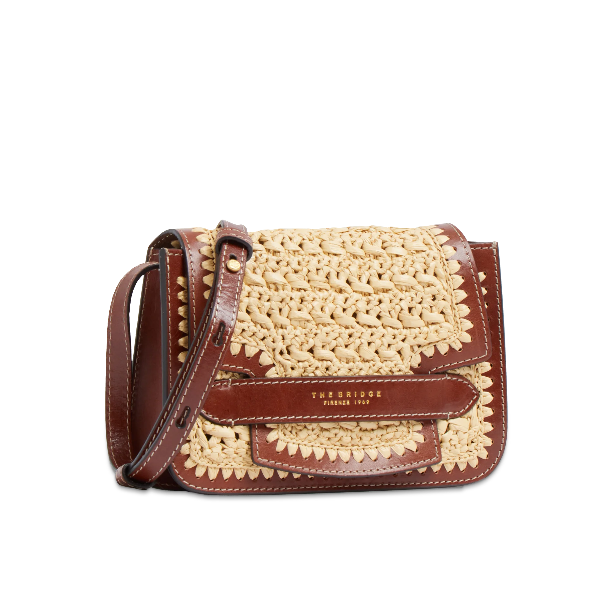 Borsa tracolla in pelle e rafia - Image 2