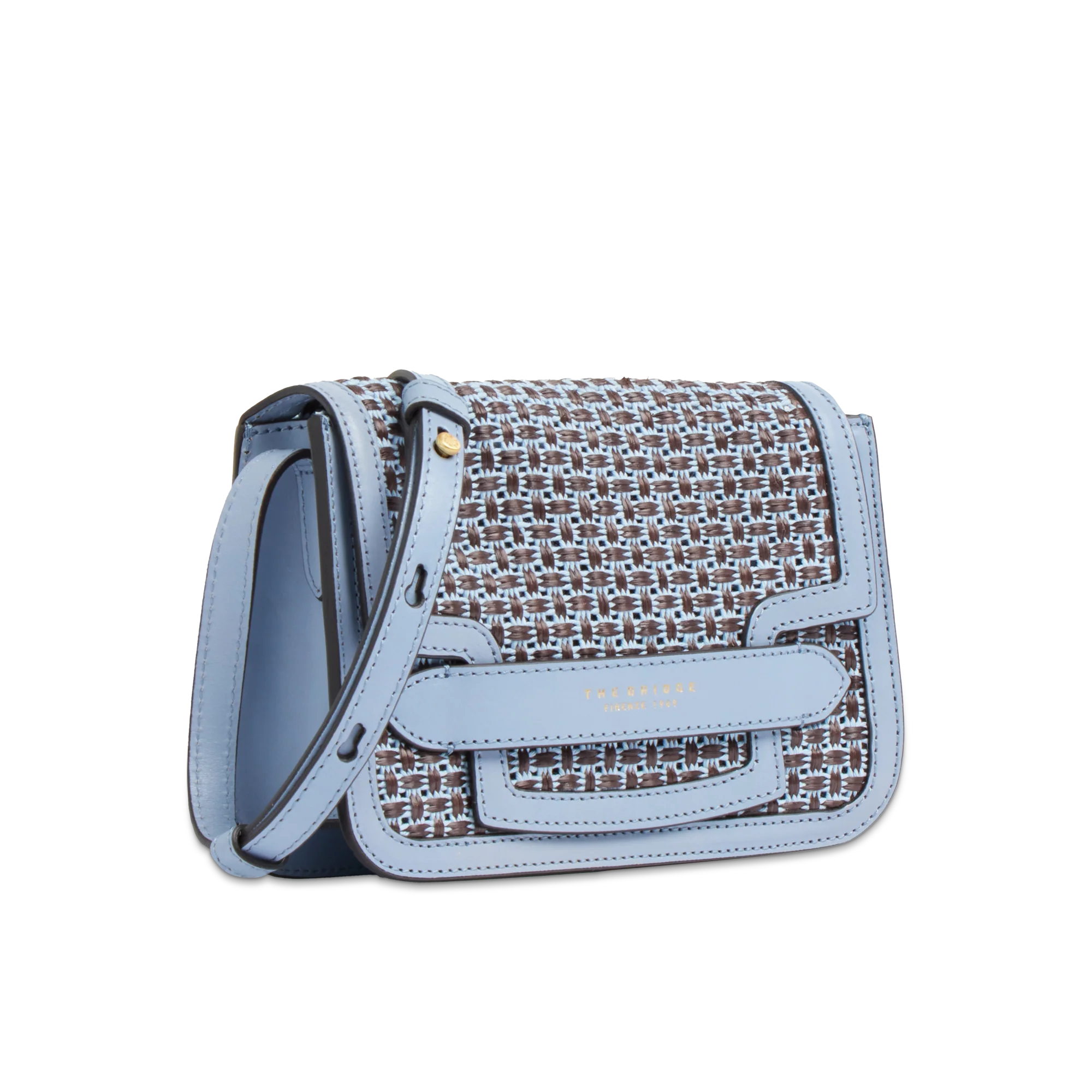 Borsa tracolla in pelle con rafia e cotone - Image 2