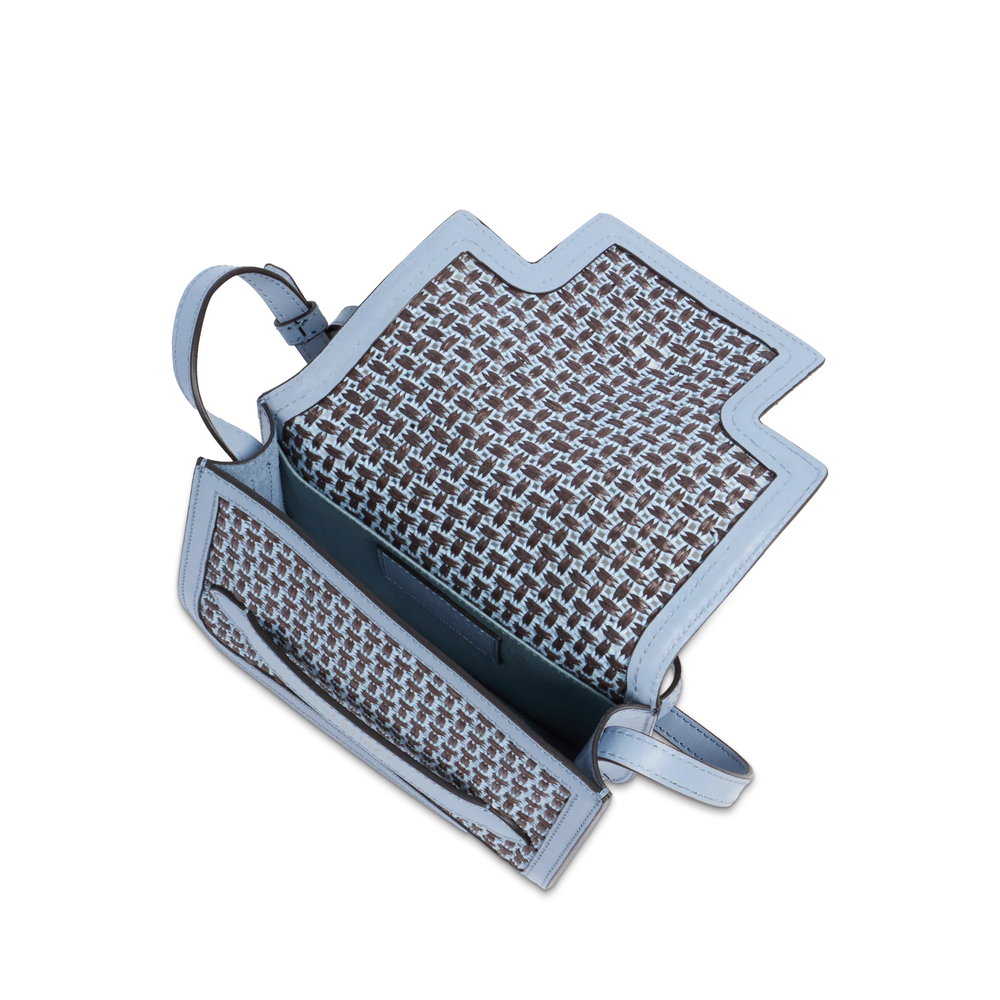 Borsa tracolla in pelle con rafia e cotone - Image 5