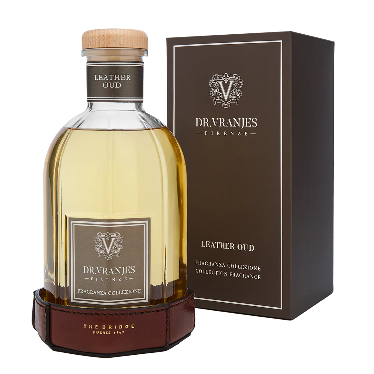 Limited Edition fragranza ambiente Leather Oud (1250 ml) ​con sottobottiglia in pelle