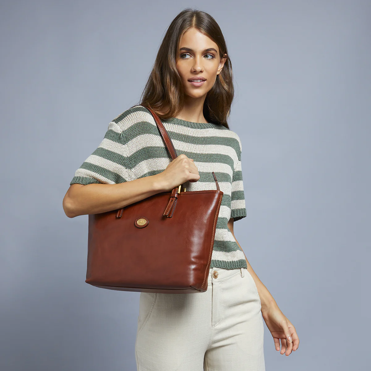 Borsa shopper pelle donna con zip - Image 5