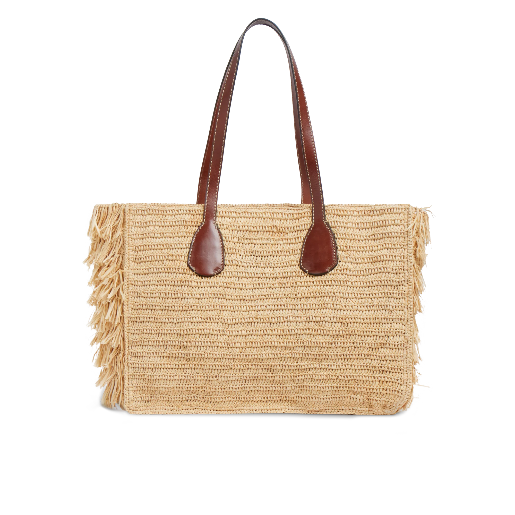 Borsa shopper in pelle e rafia - Image 3