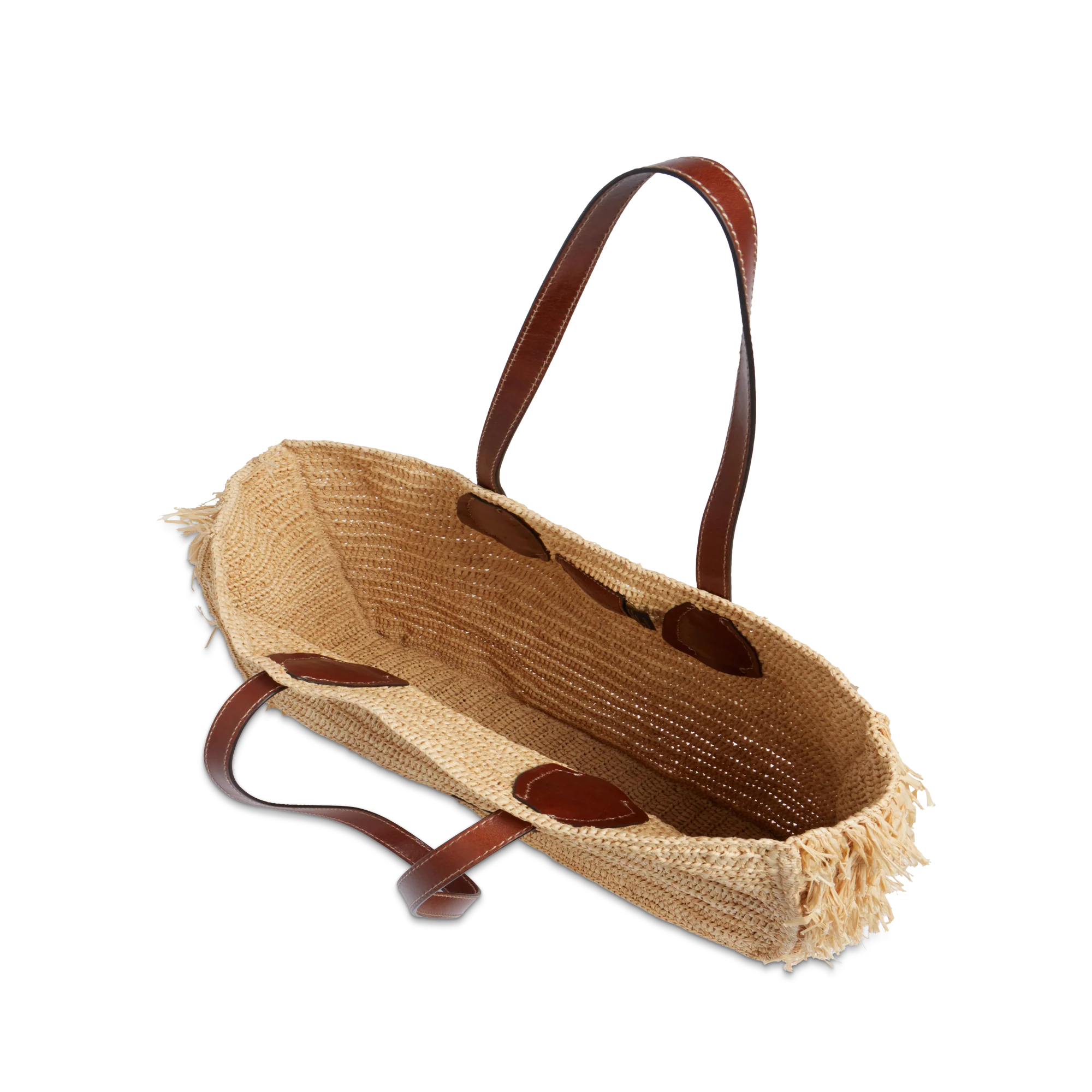 Borsa shopper in pelle e rafia - Image 4