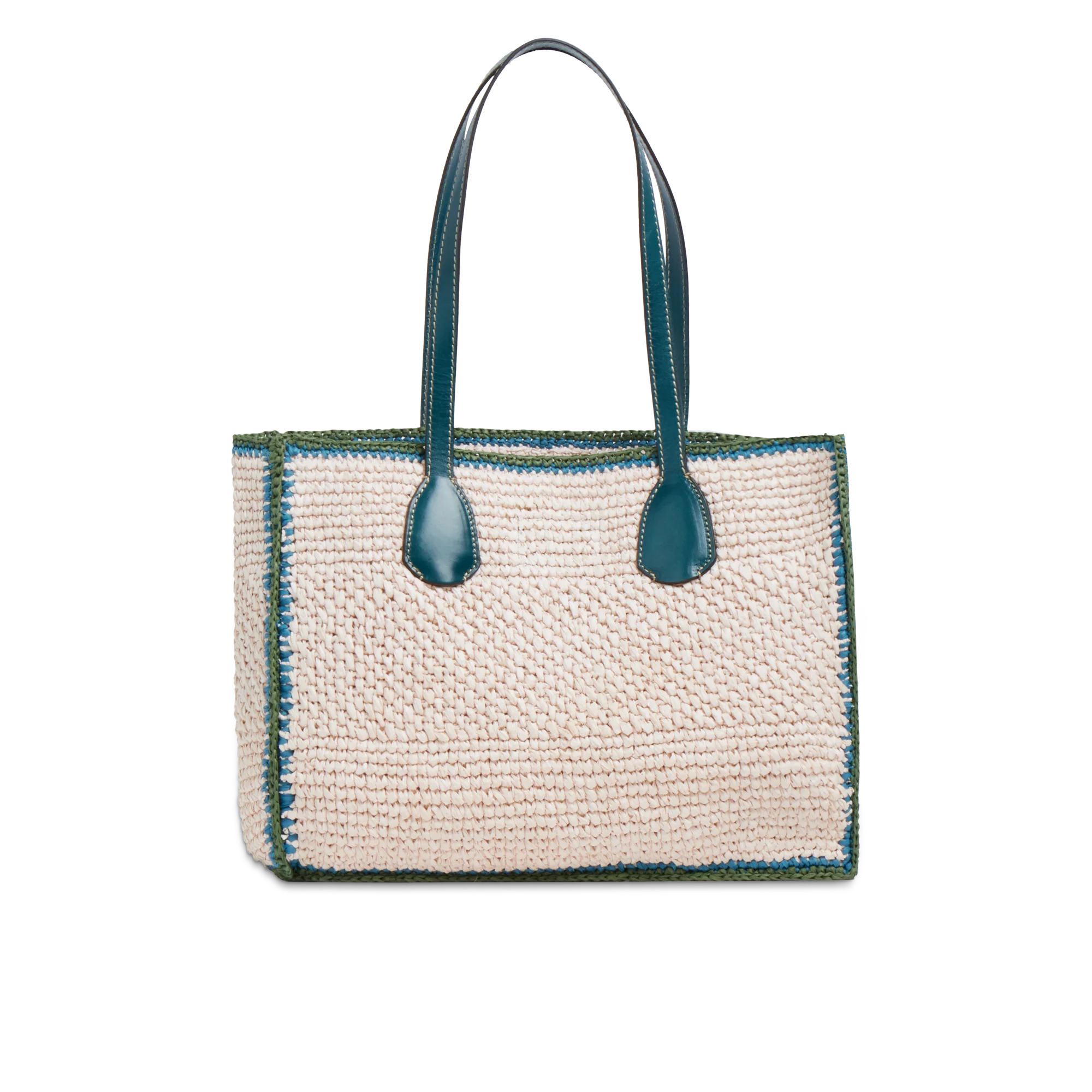 Borsa shopper in pelle e rafia - Image 3