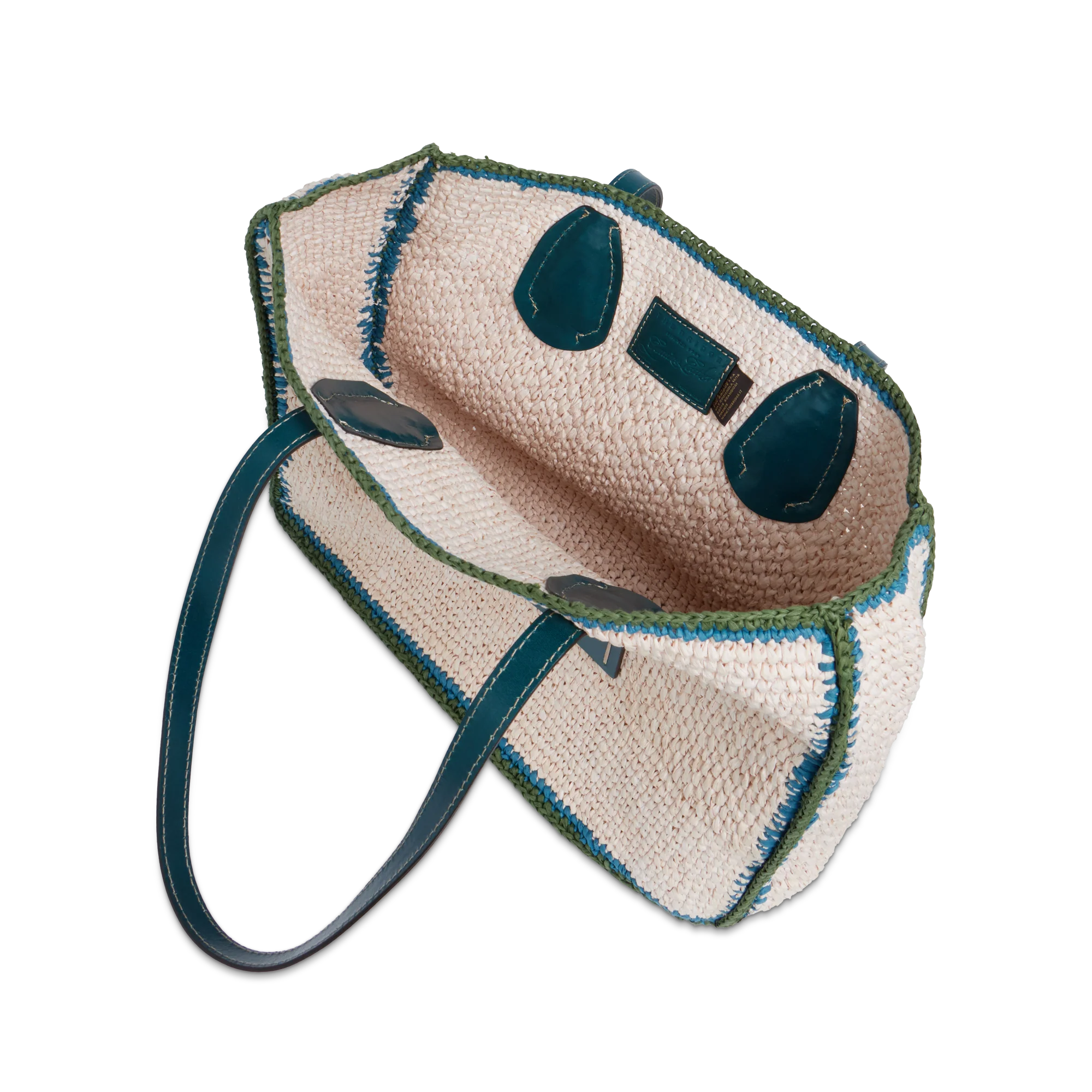 Borsa shopper in pelle e rafia - Image 4