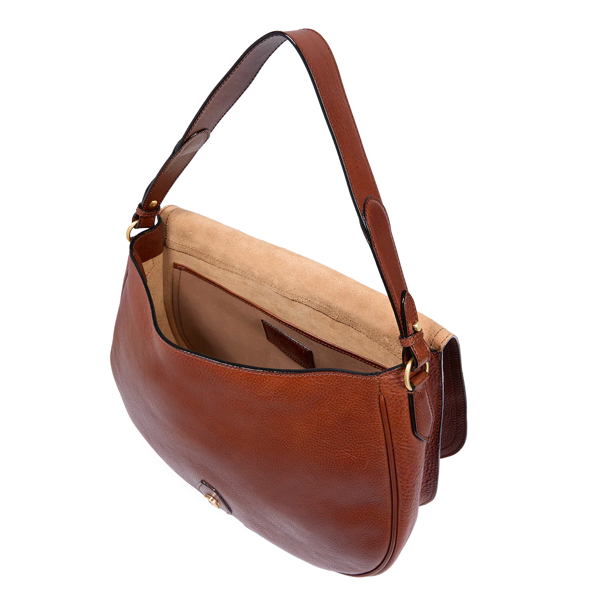 Borsa a spalla in pelle grande con patta frontale - Image 4