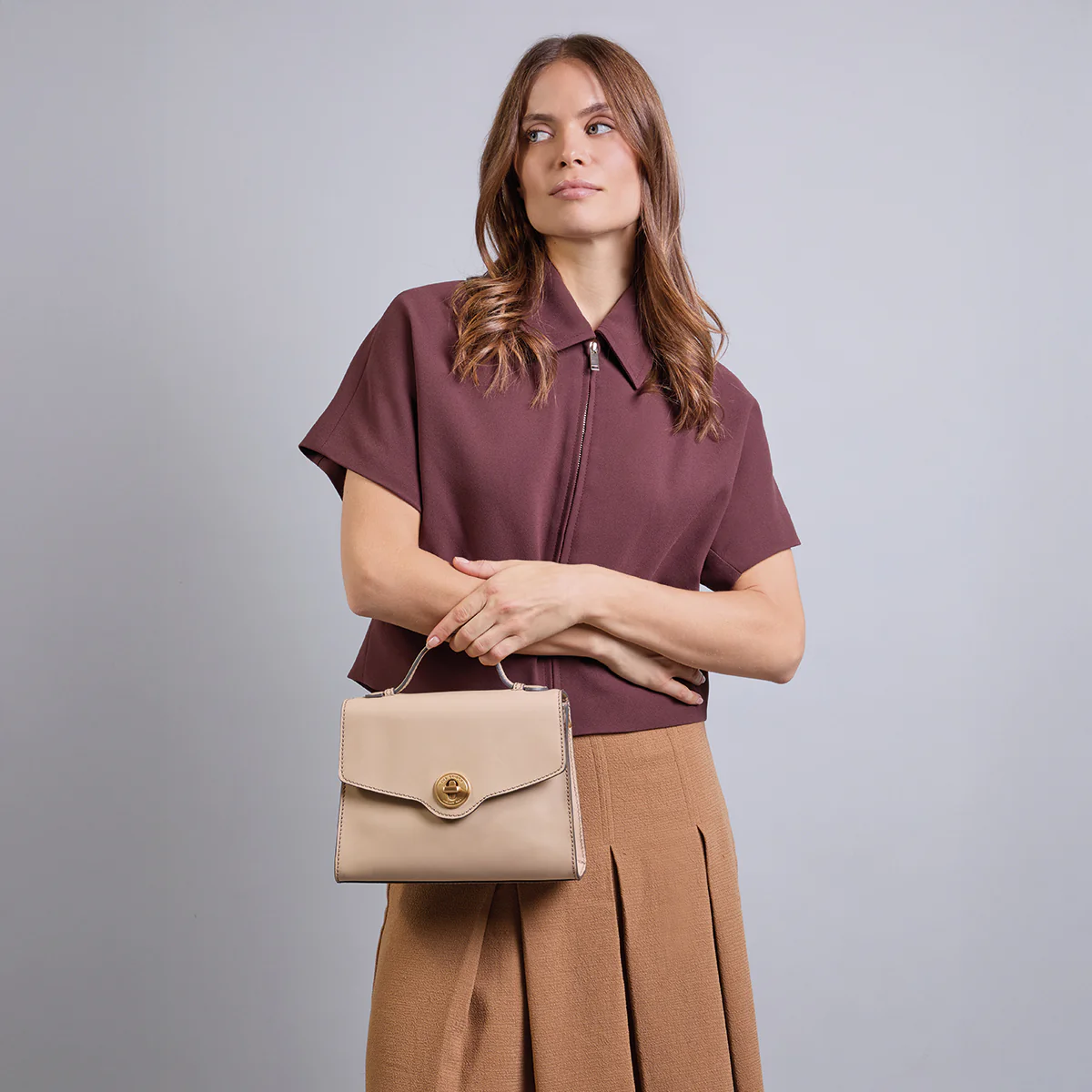Borsa in pelle donna con tracolla removibile - Image 8